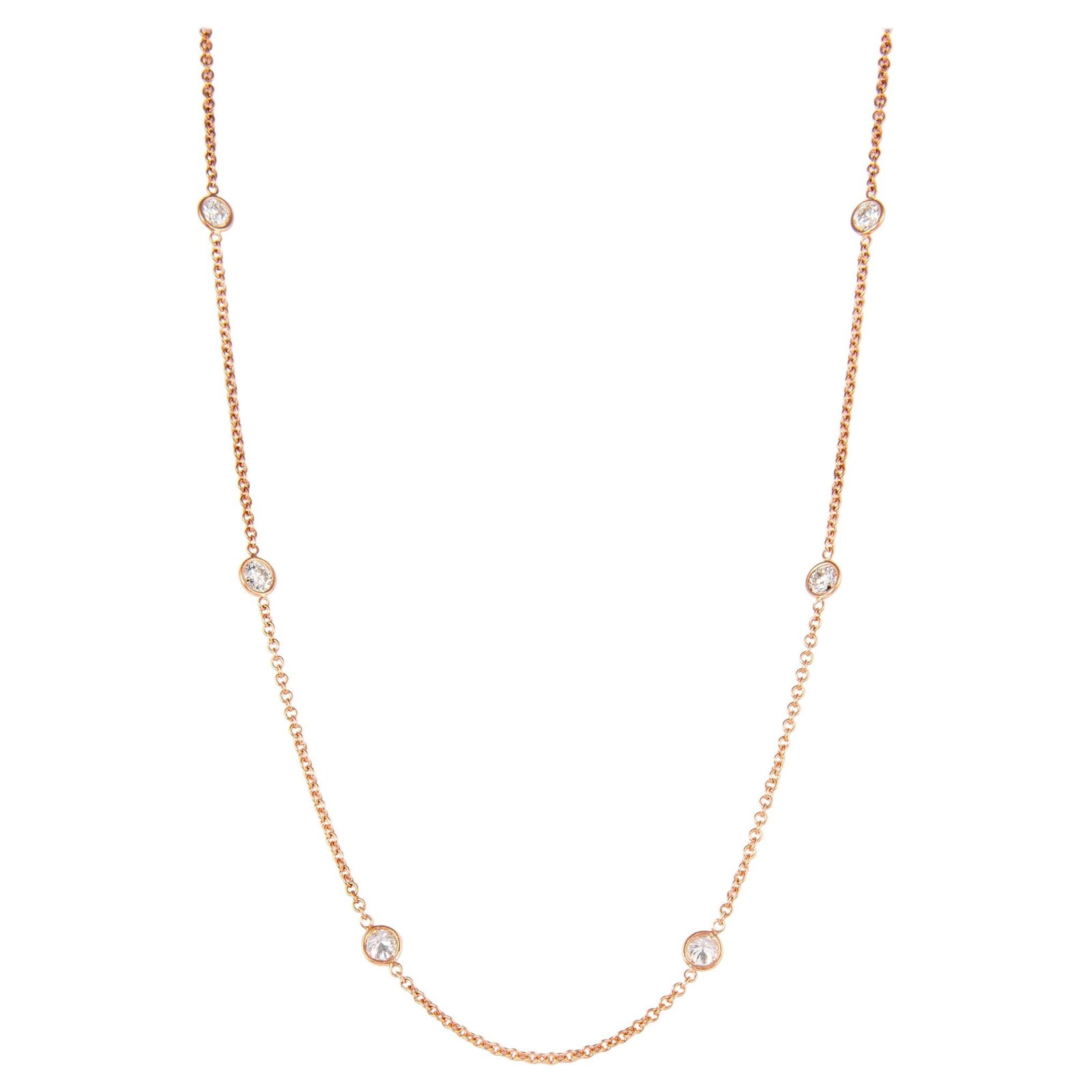 2.27ct Diamond Necklace 18k Rose Gold Modern Design: 2.27ct Diamond Necklace 18k Rose Gold Modern Design This stunning Diamonds by the Yard necklace features exquisite round brilliant diamonds set in luxurious 18k rose gold. The necklace showcases 7 dia