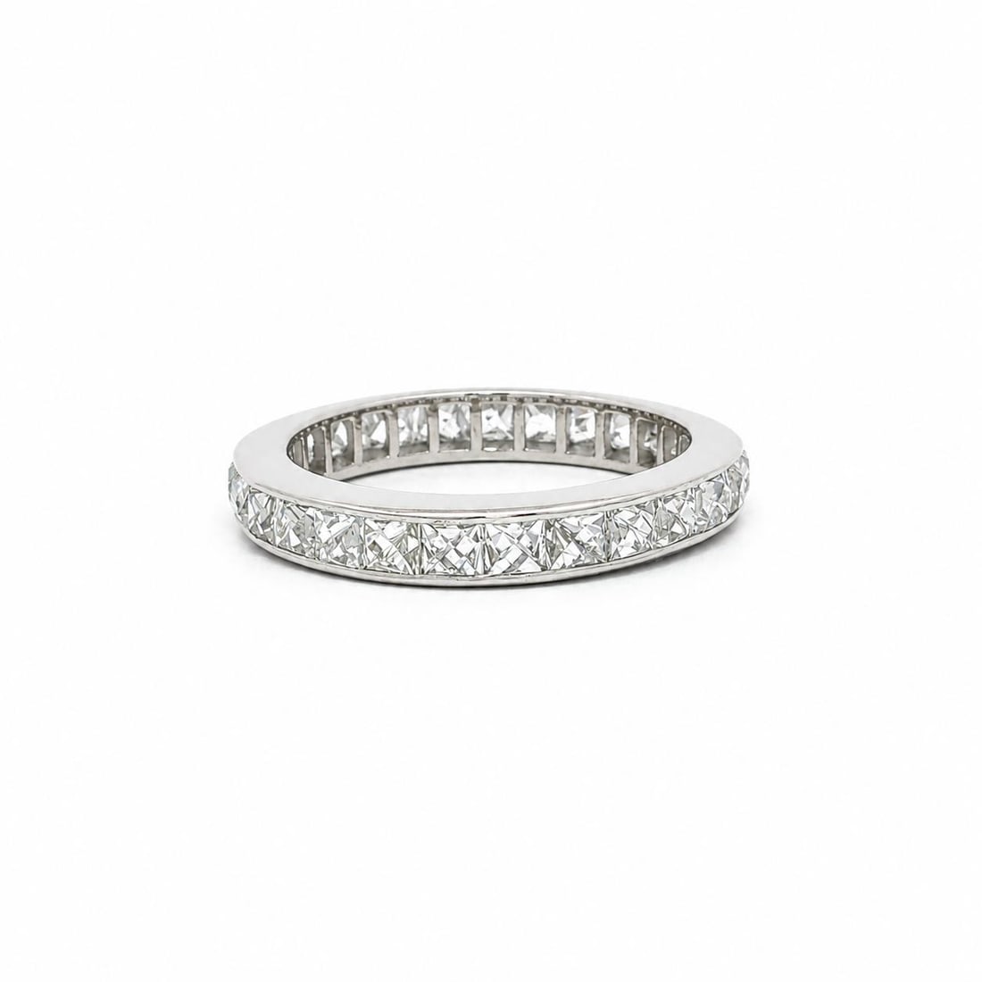 Platinum Eternity Band Ring 3.40ctw French Cut Diamonds Size 6.5 (1 of 9)