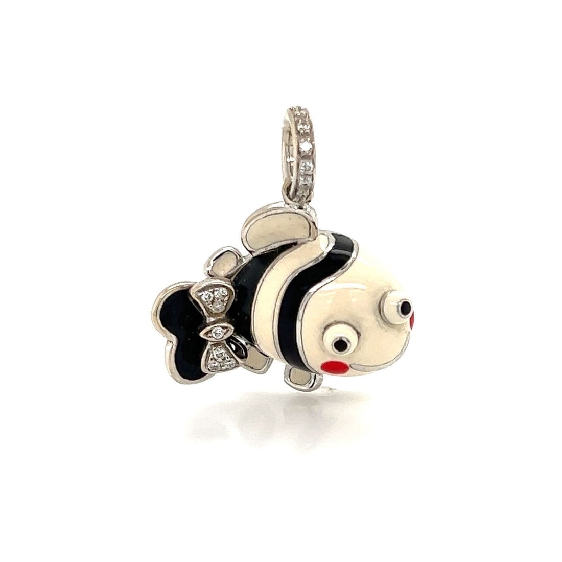 Aaron Basha Smiling Clown Fish Charm in 18k White Gold Enamel Diamonds (1 of 6)