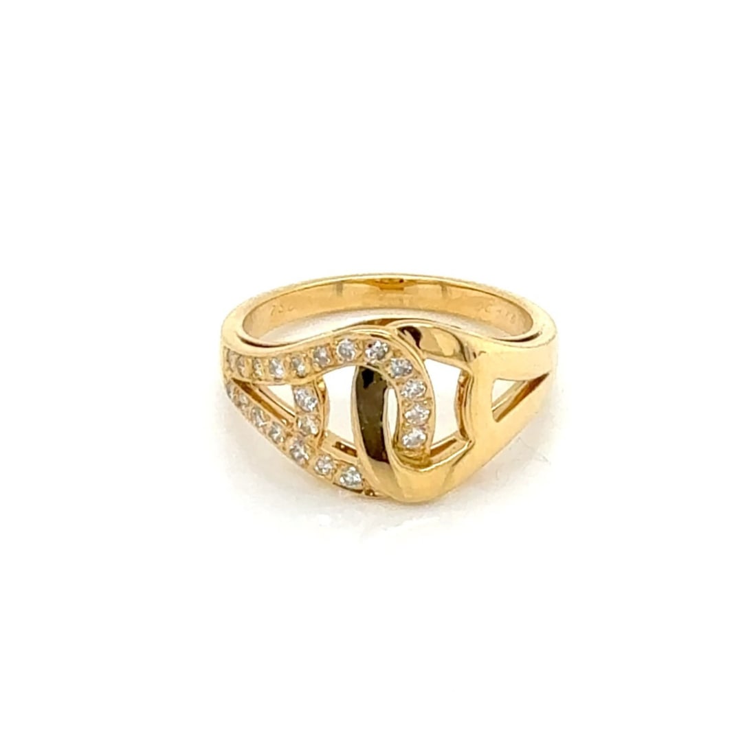 Cartier Open Love Knot Ring 18k Yellow Gold Diamond Size 53: Cartier Open Love Knot Ring 18k Yellow Gold Diamond Size 53 Authentic Cartier Open Love Knot ring crafted in 18k yellow gold with a natural diamond accent. This signed fine jewelry piece features the 