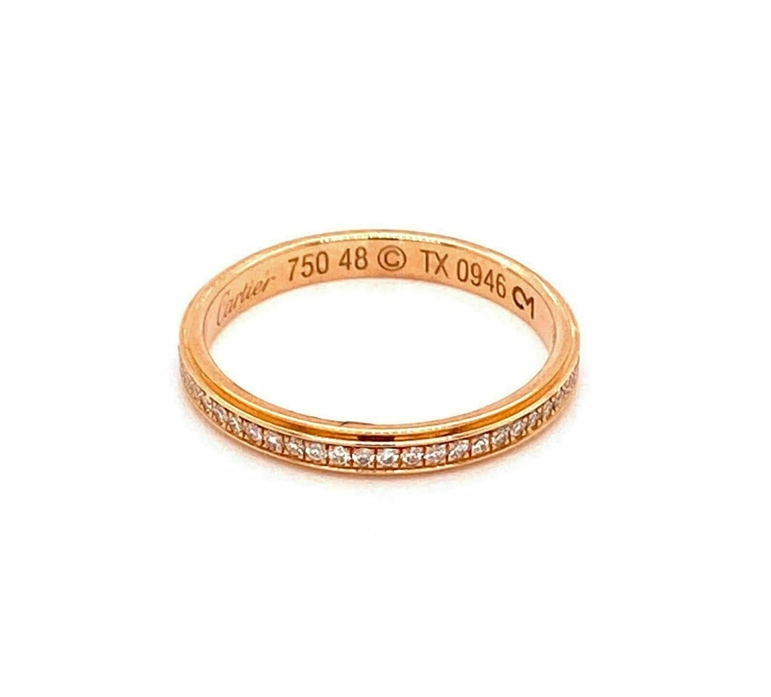 Cartier Diamond d'Amour 18k Rose Gold Band Ring Size 4.5 with Certificate: Cartier Diamond d'Amour 18k Rose Gold Band Ring Size 4.5 with Certificate Authentic Cartier Diamond d'Amour band ring crafted in 18k rose gold. This fine jewelry piece features a natural diamond and i