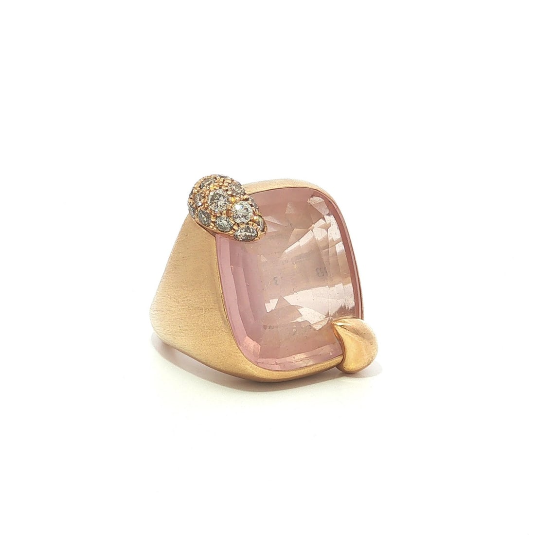 Pomellato Ritratto 18k Rose Quartz Diamond Cocktail Ring Size 53 (1 of 15)