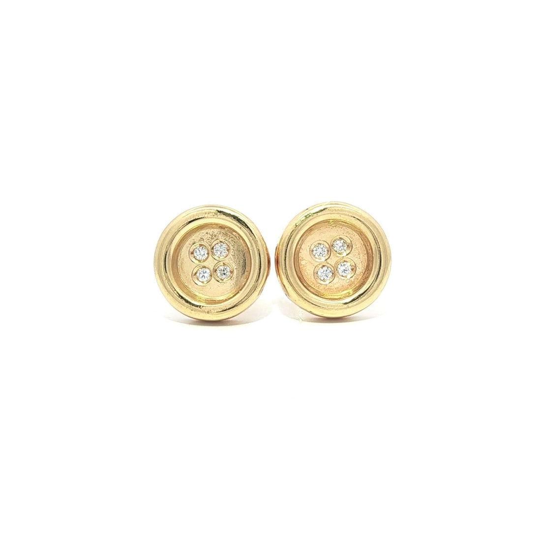 18k Yellow Gold Diamond Stud Earrings 0.08ct Brilliant Cut: 18k Yellow Gold Diamond Stud Earrings 0.08ct Brilliant Cut These exquisite 18k Yellow Gold Round Burnish Diamond Polished Button Style Stud Earrings are a true statement piece. Each earring features (