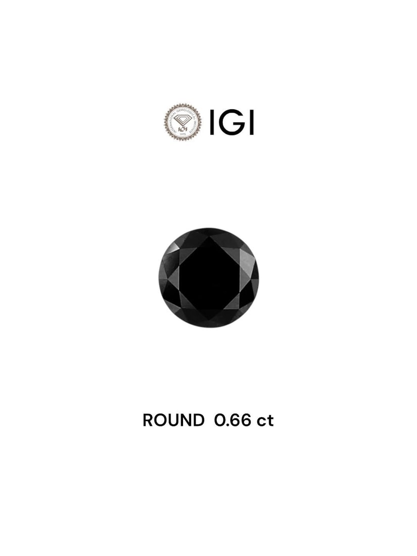 Loose Diamond - ROUND 0.66ct Fancy Black: Loose Diamond - ROUND 0.66ct Fancy Black Source: Natural Shape: ROUND Carats: 0.66 Color: Fancy Black Certification: IGI Video: