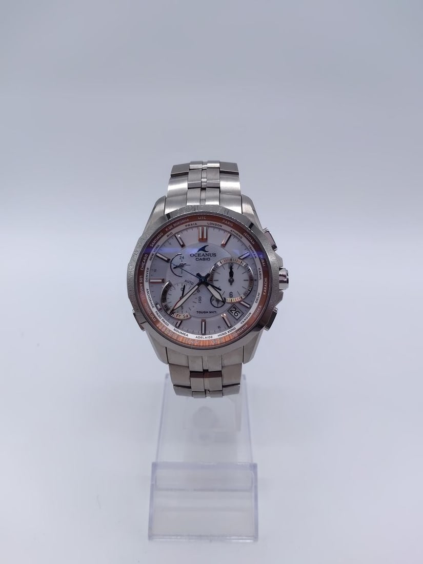 CASIO OCW-S2400P Oceanus Manta titanium men's solar wristwatch Japan: CASIO OCW-S2400P Oceanus Manta titanium men's solar wristwatch Japan Pre-owned Casio Oceanus Manta OCW-S2400P men's wristwatch made in Japan. This solar-powered, radio-controlled watch features a tita