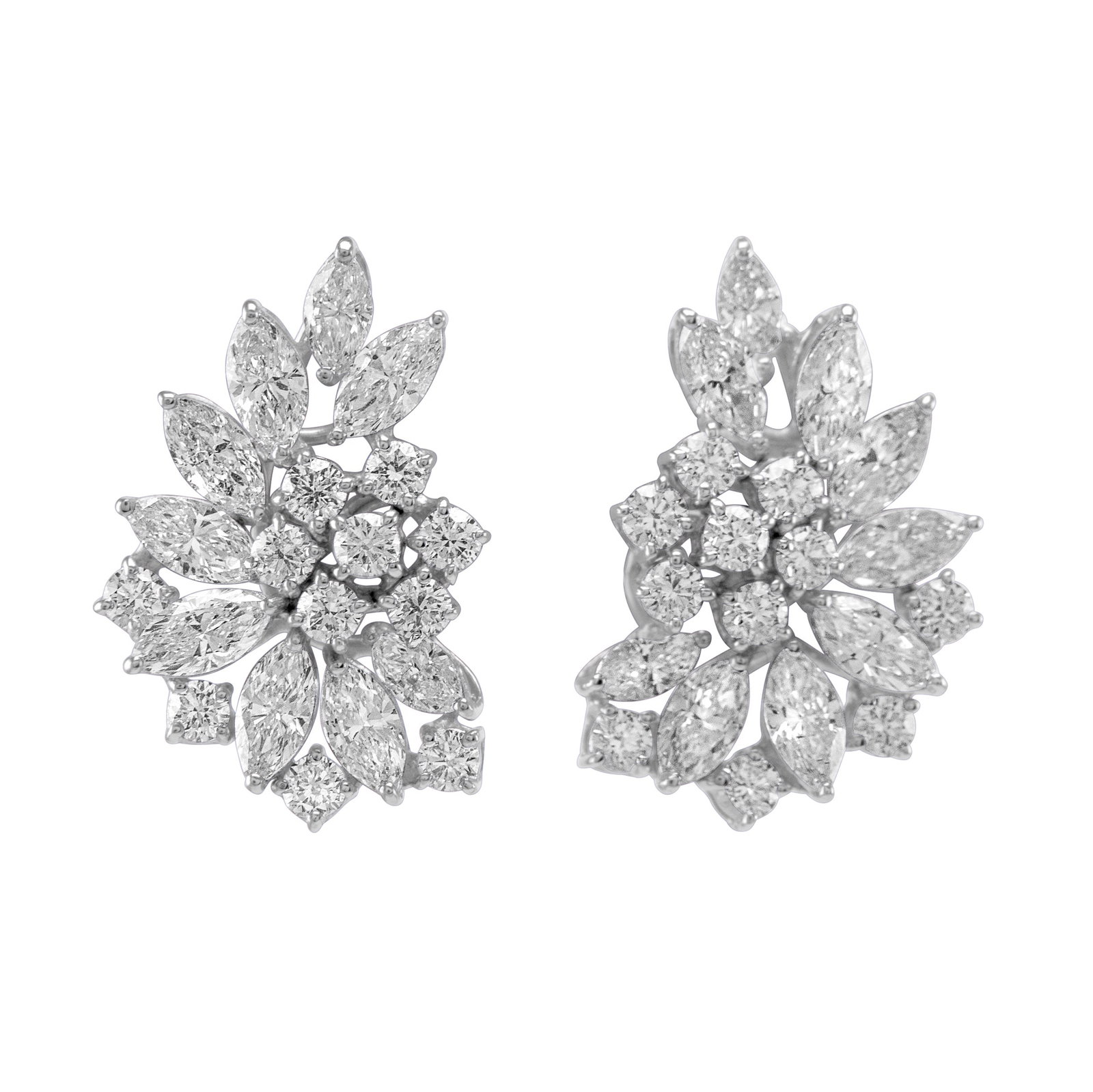 18k White Gold Diamond Cluster Earrings 5.06ct (1 of 4)