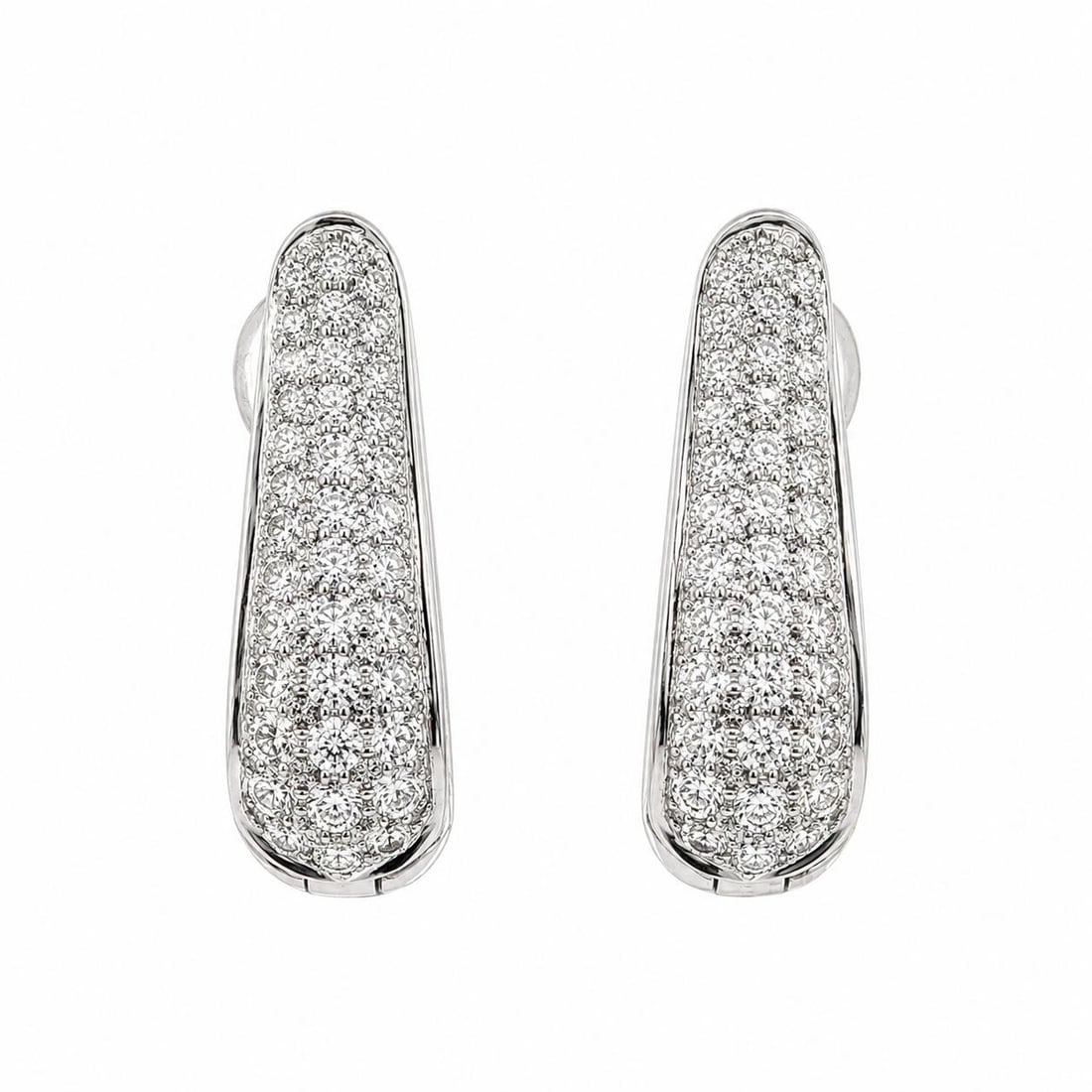 Unbranded 18k White Gold Diamond Hoop Drop Earrings 3ctw Pave Huggie (1 of 9)