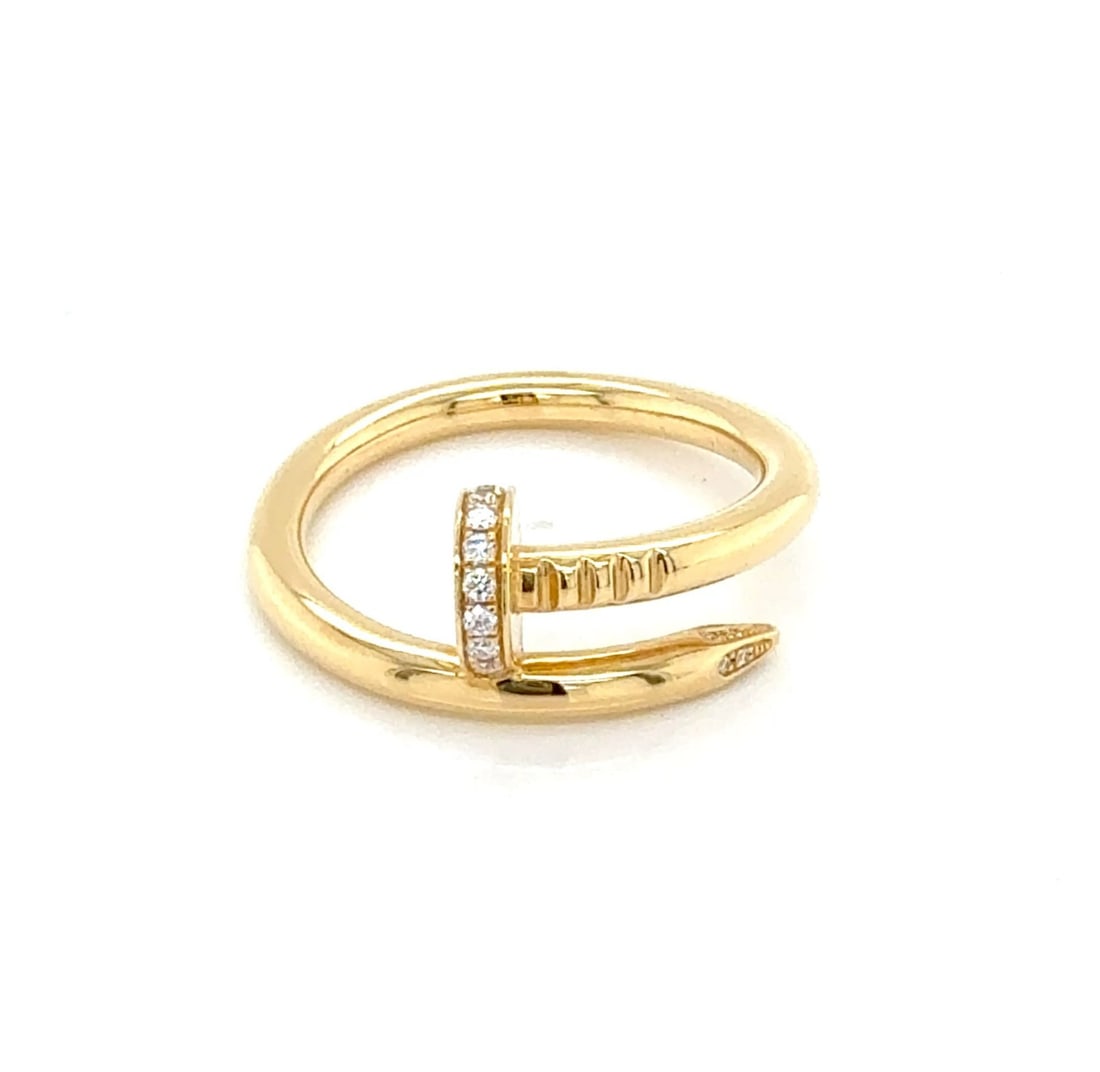 Cartier Juste un Clou 18k Yellow Gold Diamond Ring Size 10 with Box Cert: Cartier Juste un Clou 18k Yellow Gold Diamond Ring Size 10 with Box Cert Pre-owned Cartier Juste un Clou diamond ring crafted in 18k yellow gold, featuring the collection's iconic nail motif with a na