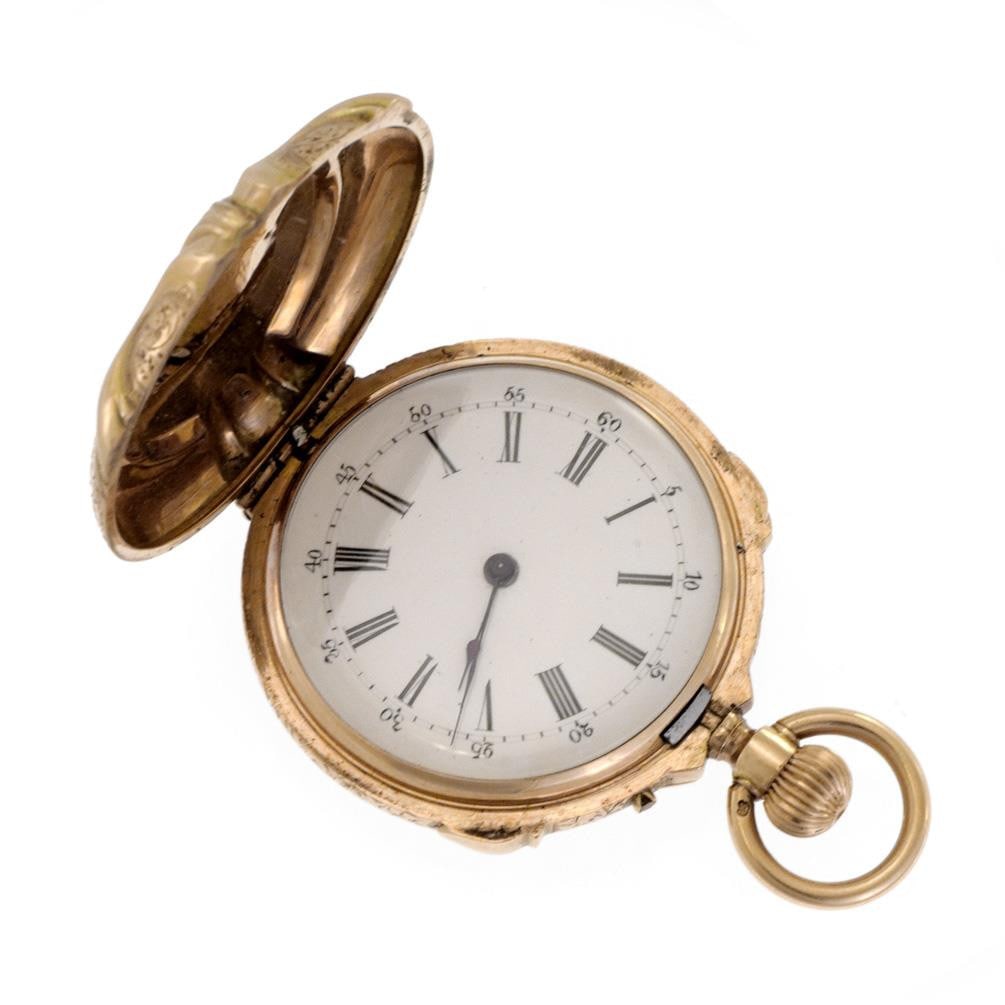 Remontior Vintage 14k Yellow Gold Full Hunter Pocket Watch: Remontior Vintage 14k Yellow Gold Full Hunter Pocket Watch This exquisite vintage full hunter pocket watch from Remontior showcases a classic design in luxurious 14k yellow gold. The watch features a 