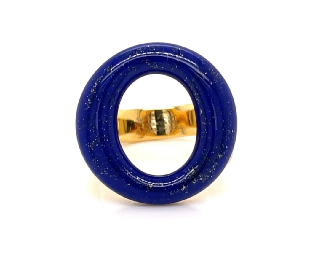 Tiffany & Co. Elsa Peretti Sevillana Ring 18k Yellow Gold Lapis Lazuli Size 7: Tiffany & Co. Elsa Peretti Sevillana Ring 18k Yellow Gold Lapis Lazuli Size 7 Pre-owned Tiffany & Co. Sevillana ring designed by Elsa Peretti, crafted in 18k yellow gold and set with natural lapis laz