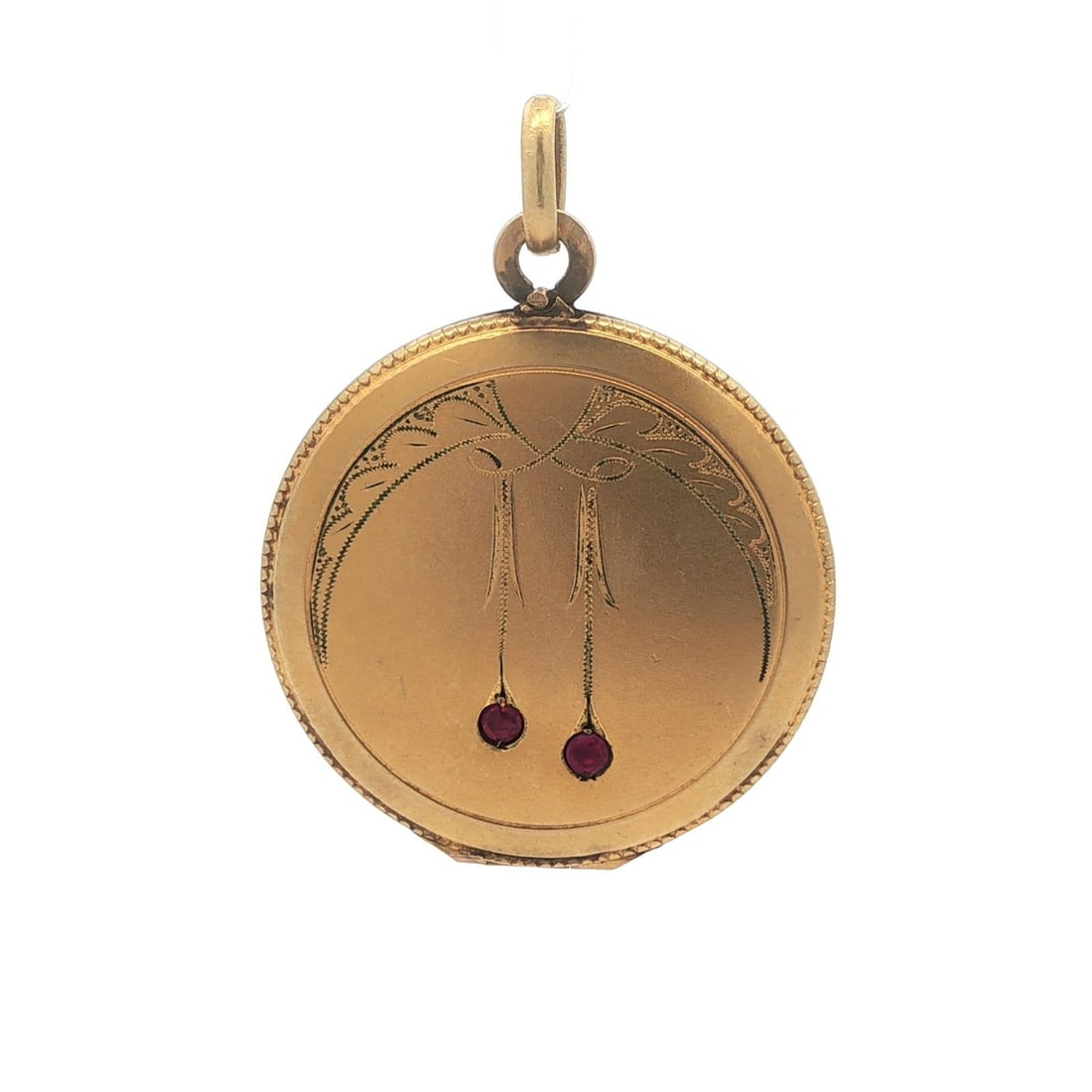 Antique Art Nouveau Yellow Gold Locket Pendant with Pink Stones: Antique Art Nouveau Yellow Gold Locket Pendant with Pink Stones This exquisite Antique Art Nouveau locket pendant is crafted from solid 9-10k yellow gold, featuring intricate hand engraving and etchin