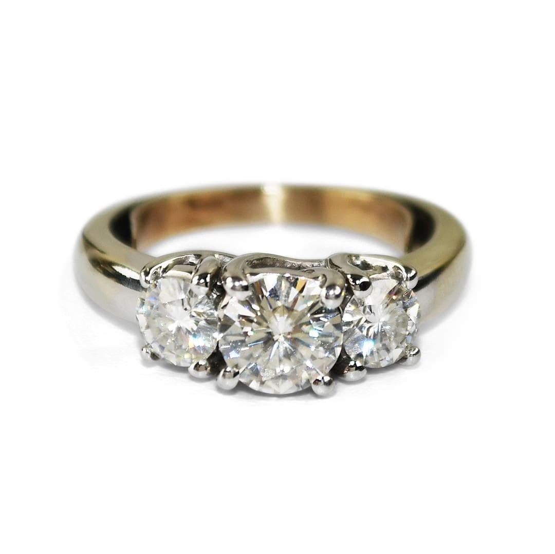 Unbranded 14K White Gold Moissanite Three Stone Ring 1.46ct Size 5 (1 of 6)