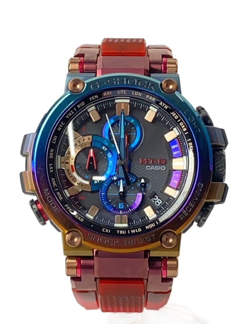 Casio G Shock MTG B1000VL 4AJR Solar Men's Wristwatch: Casio G Shock MTG B1000VL 4AJR Solar Men's Wristwatch This CASIO G-SHOCK Solar MTG-B1000VL-4AJR men's wristwatch features a multicolor rubber band and a robust design. Sourced from Japan, the watch is