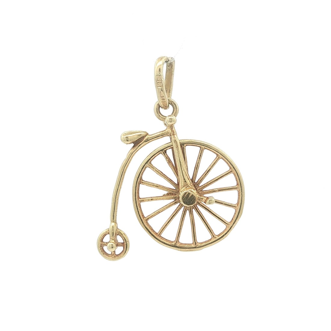 14K Yellow Gold High Wheel Bicycle Charm Pendant Vintage (1 of 8)