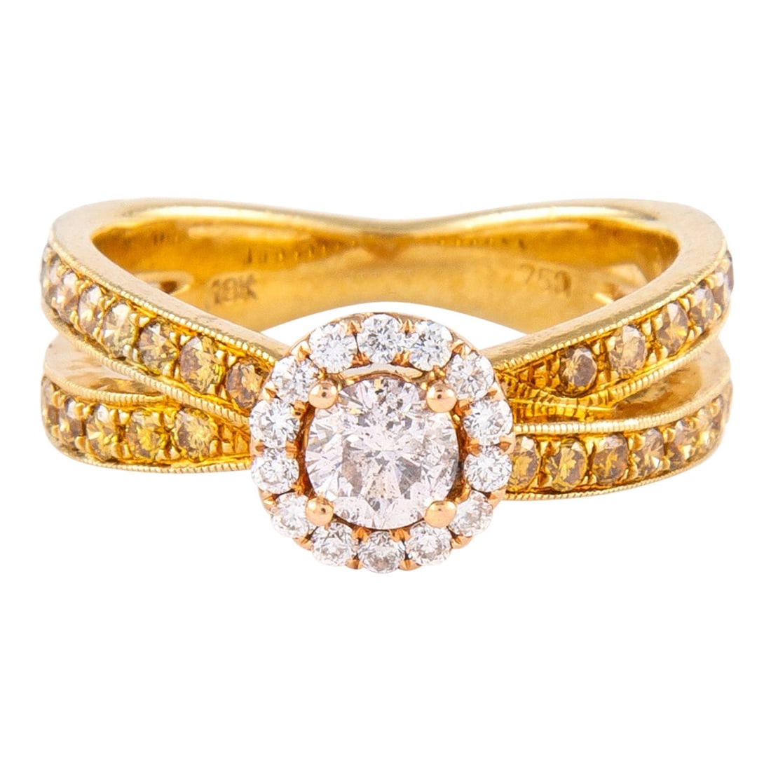 0.96ct Light Pink Diamond Cocktail Ring 18k Yellow Rose Gold GIA Appraisal: 0.96ct Light Pink Diamond Cocktail Ring 18k Yellow Rose Gold GIA Appraisal This exquisite contemporary ring features a stunning light pink diamond at its center, weighing 0.34 carats with SI2 clarity.