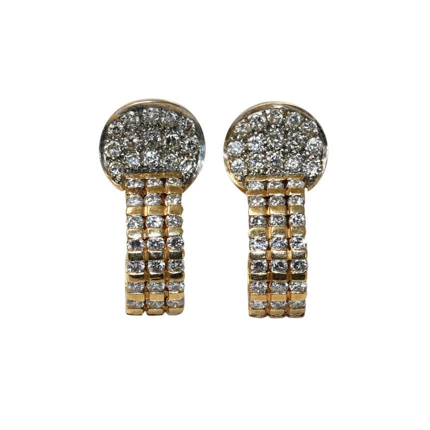 Vintage 14K Yellow Gold Diamond J Hoop Earrings 2.30ctw (1 of 5)