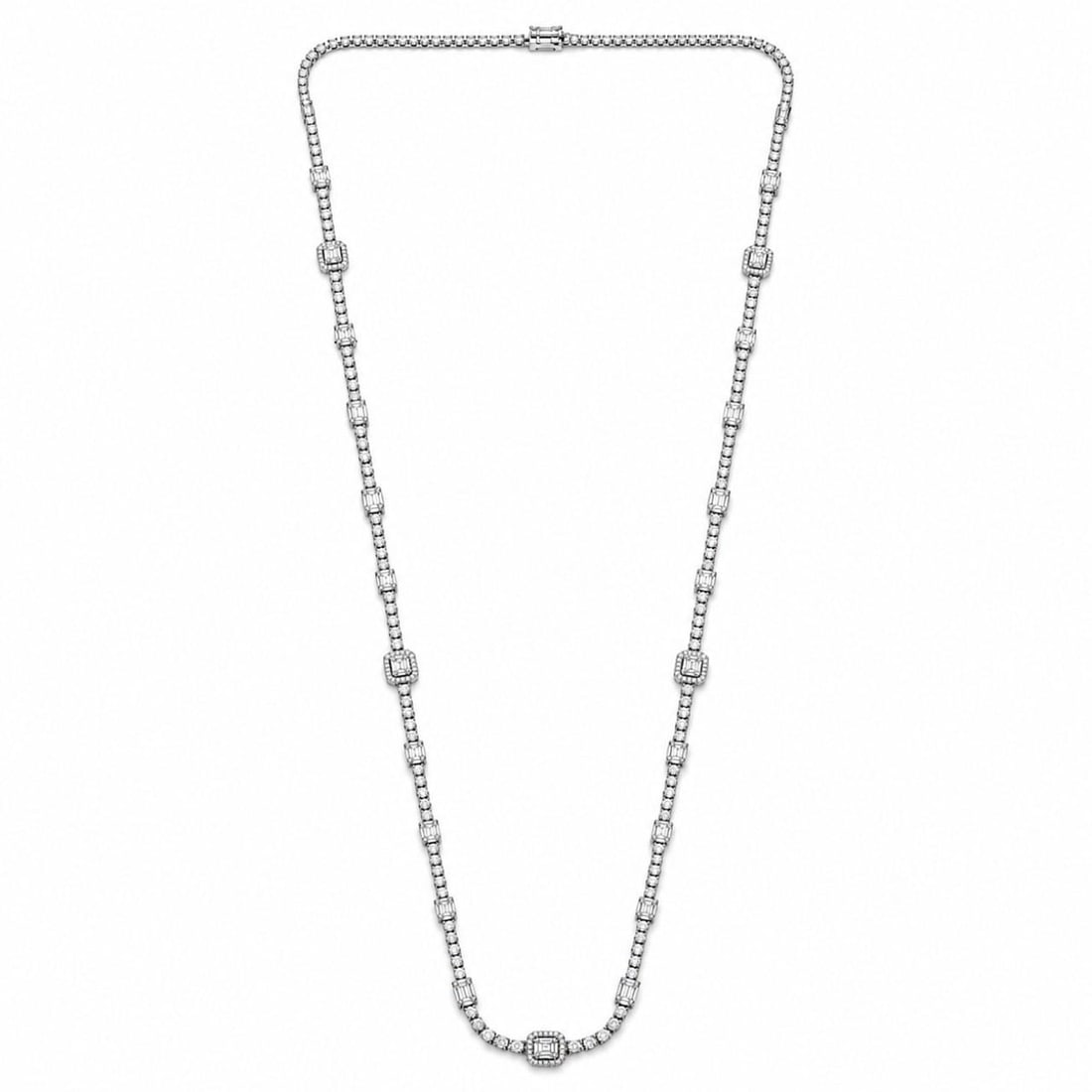Diamond Necklace in 18K White Gold 21.00 Ct 33 Inches (1 of 4)