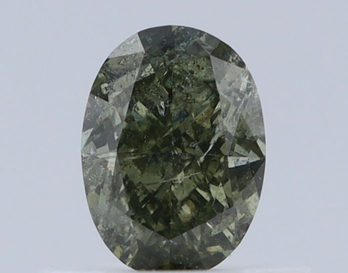 Loose Diamond - OVAL 0.52ct Fancy Dark Gray Yellowish Green I2: Loose Diamond - OVAL 0.52ct Fancy Dark Gray Yellowish Green I2 Source: Natural Shape: OVAL Carats: 0.52 Color: Fancy Dark Gray Yellowish Green Certification: GIA Video: