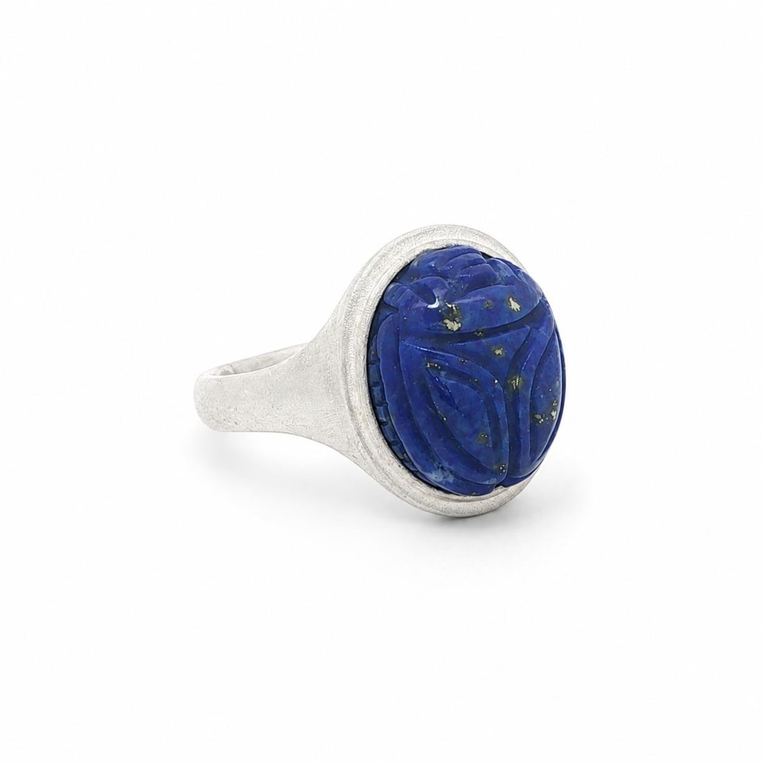 Unbranded Sterling Silver Signet Ring with Carved Lapis Scarab Size 6.5 (1 of 9)