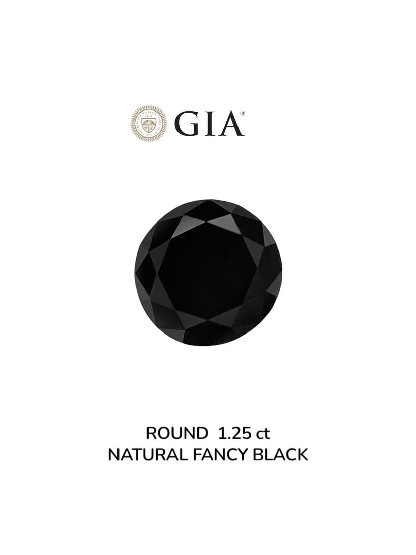 Loose Diamond - ROUND 1.25ct Fancy Black VVS2: Loose Diamond - ROUND 1.25ct Fancy Black VVS2 Source: Natural Shape: ROUND Carats: 1.25 Color: Fancy Black Certification: GIA Video: