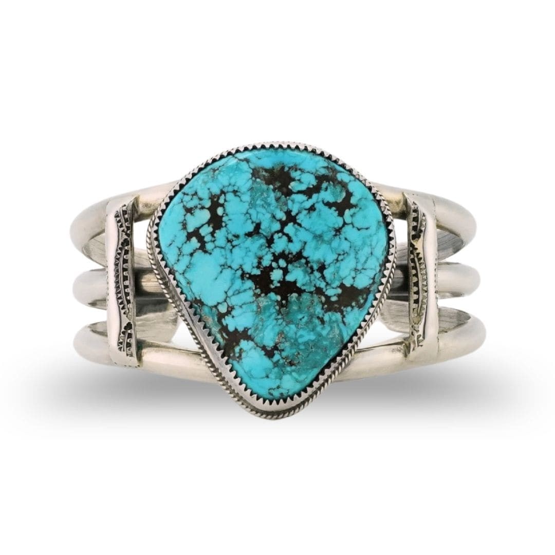 Larry Begay Navajo Sterling Silver Turquoise Cuff Bracelet LB Horse Hallmark (1 of 8)