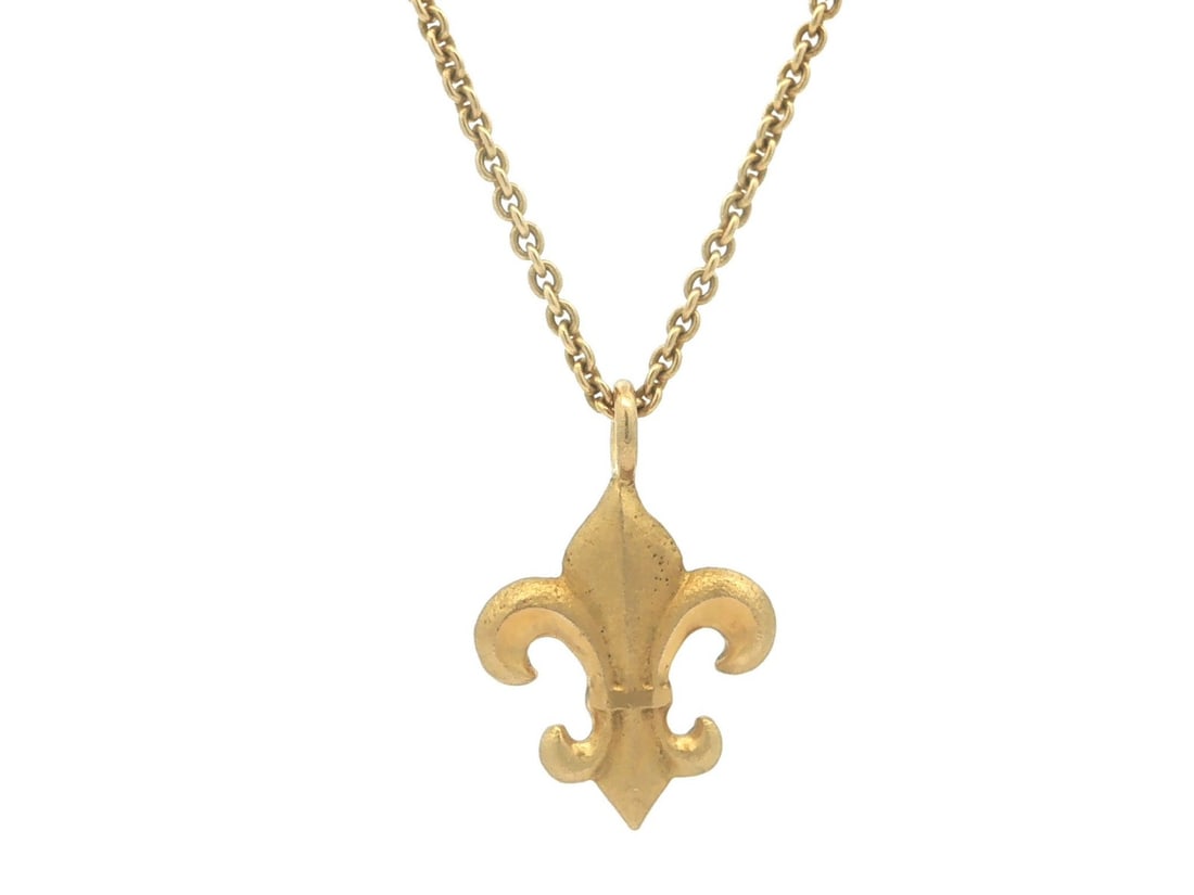 Unbranded Fleur De Lis Pendant Necklace Sterling Silver Gold Plated (1 of 6)