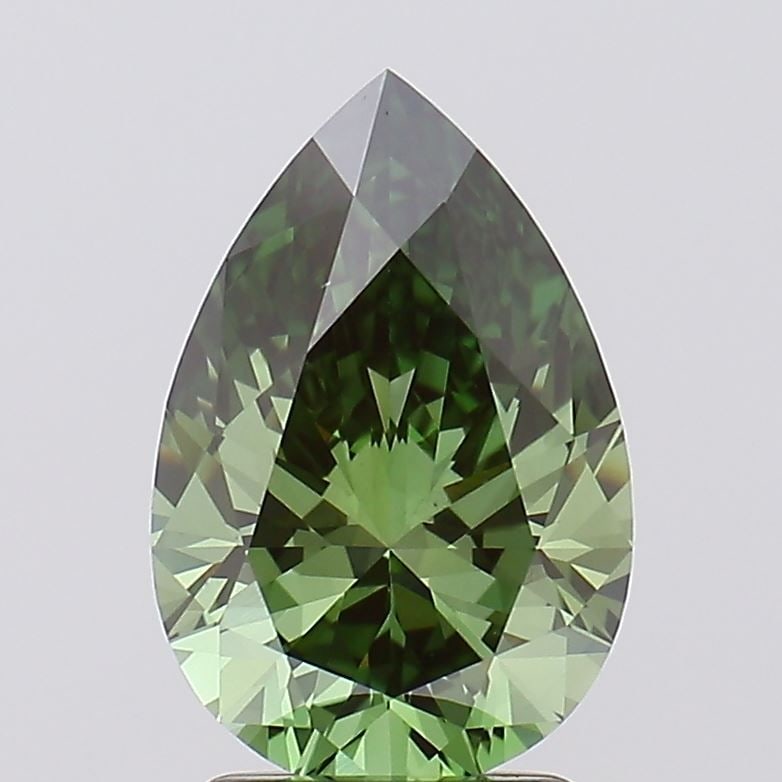 Loose Diamond - PEAR 2.27ct Fancy Vivid Green VS1: Loose Diamond - PEAR 2.27ct Fancy Vivid Green VS1 Source: This is a real non-mined Diamond that has been grown in a lab Shape: PEAR Carats: 2.27 Color: Fancy Vivid Green Certification: IGI Video: