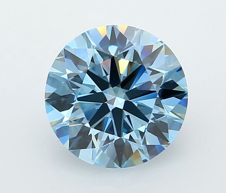 Ideal Loose Diamond - ROUND 2.03ct Fancy Vivid Blue VVS1: Ideal Loose Diamond - ROUND 2.03ct Fancy Vivid Blue VVS1 Source: This is a real non-mined Diamond that has been grown in a lab Shape: ROUND Carats: 2.03 Color: Fancy Vivid Blue Certification: IGI Vide