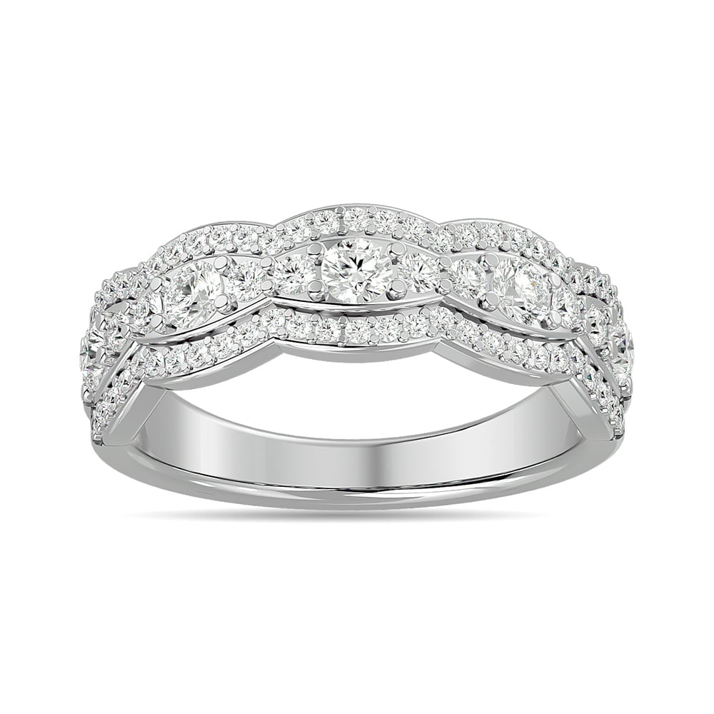 Diamond 7/8 Ct.tw Fashion Band in 14K White Gold: Diamond 7/8 Ct.tw Fashion Band in 14K White Gold 14k White Gold Stone Color: G-h Stone Clarity: I1 Each ring is presented in standard size 6.5. Complimentary resizing is available between sizes 510 (i
