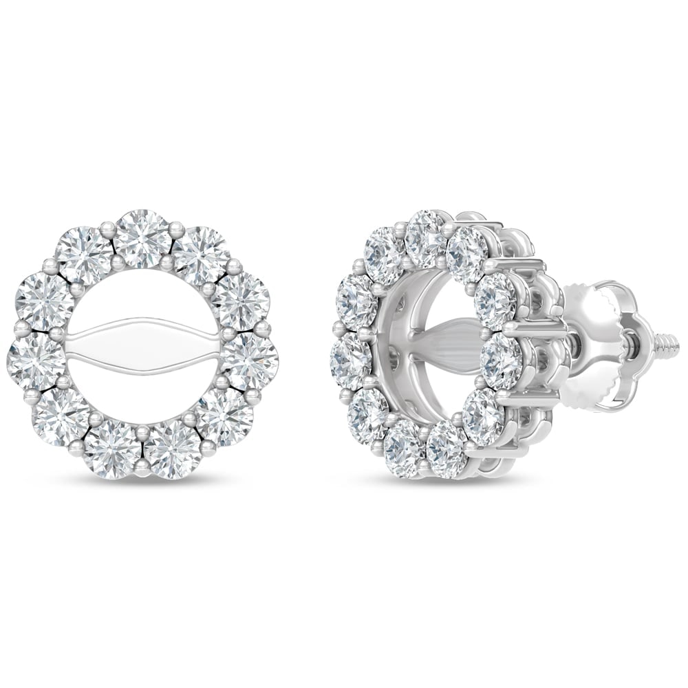 14K White Gold Lab Grown Diamond 3/4 Ct.Tw. Jacket Earrings: 14K White Gold Lab Grown Diamond 3/4 Ct.Tw. Jacket Earrings Polished 14K white gold jacket earrings accented with lab-grown diamonds totaling 3/4 carat total weight, perfect for refined sophistication