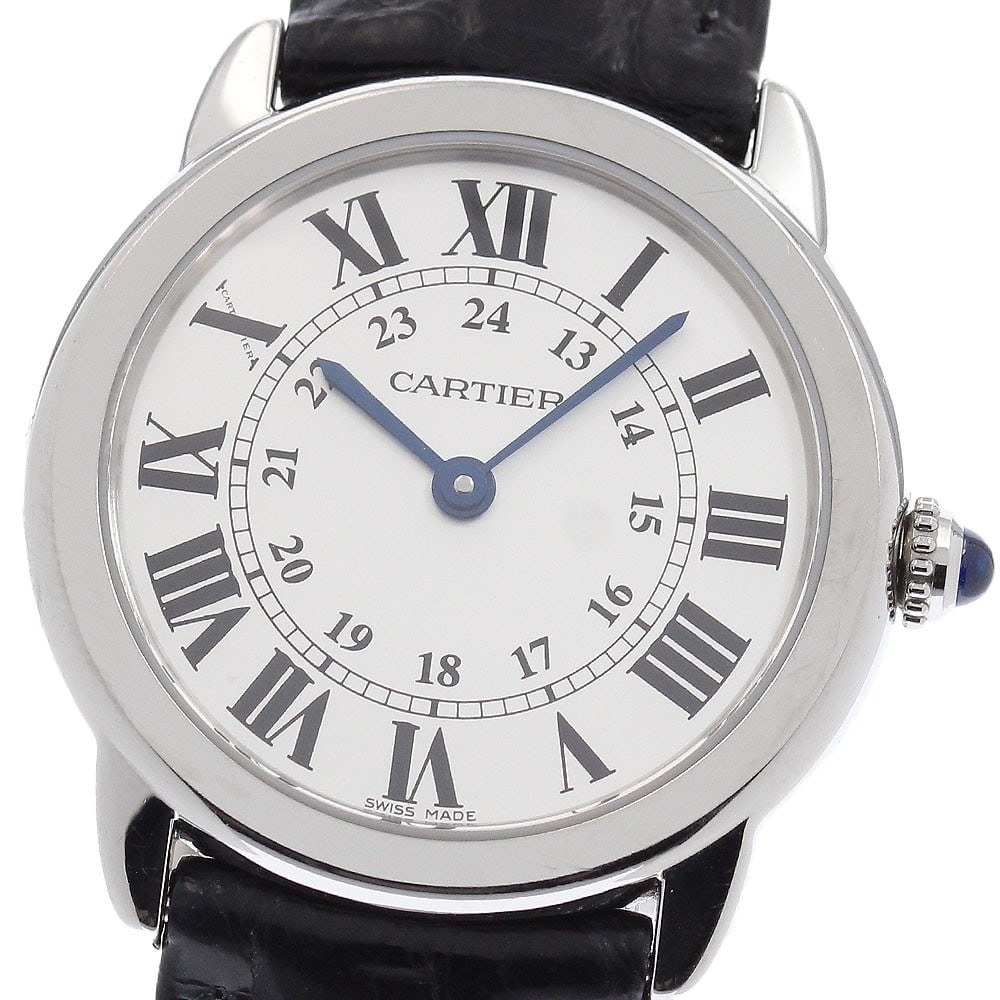 Cartier Ronde Solo SM Womens Quartz Wristwatch Ref W6700155: Cartier Ronde Solo SM Womens Quartz Wristwatch Ref W6700155 Pre-owned Cartier Ronde Solo SM women's wristwatch with a quartz movement and a classic silver dial. This watch-only offering features a sta