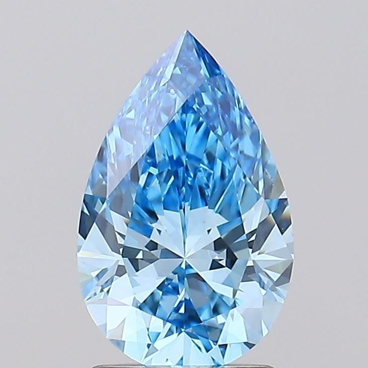 Loose Diamond - PEAR 1.48ct Fancy Vivid Blue VS2: Loose Diamond - PEAR 1.48ct Fancy Vivid Blue VS2 Source: This is a real non-mined Diamond that has been grown in a lab Shape: PEAR Carats: 1.48 Color: Fancy Vivid Blue Certification: IGI Video: