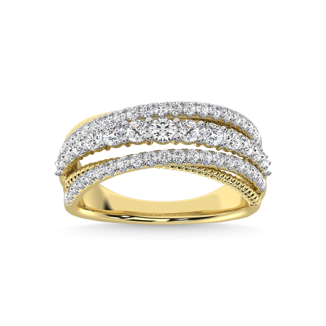 14K Two Tone Diamond 1 Ct.Tw. Fashion Ring: 14K Two Tone Diamond 1 Ct.Tw. Fashion Ring 14k Two Tone Stone Color: G-h Stone Clarity: Si3 Each ring is presented in standard size 6.5. Complimentary resizing is available between sizes 510 (in 1/4 i