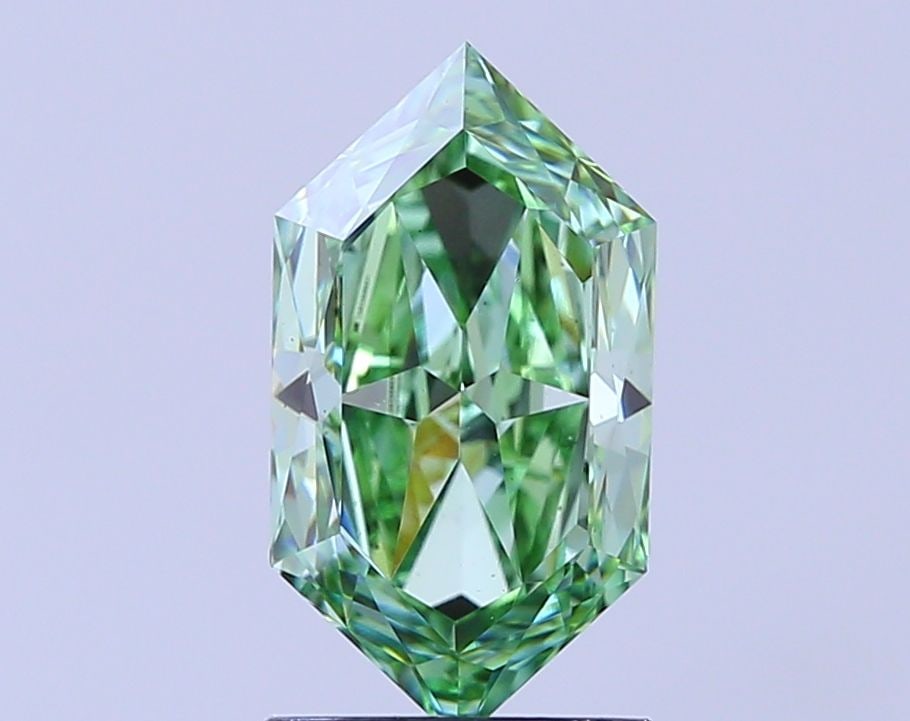 Loose Diamond - HEXAGONAL 2.0ct Fancy Vivid Green VS1: Loose Diamond - HEXAGONAL 2.0ct Fancy Vivid Green VS1 Source: This is a real non-mined Diamond that has been grown in a lab Shape: HEXAGONAL Carats: 2.0 Color: Fancy Vivid Green Certification: IGI Vid