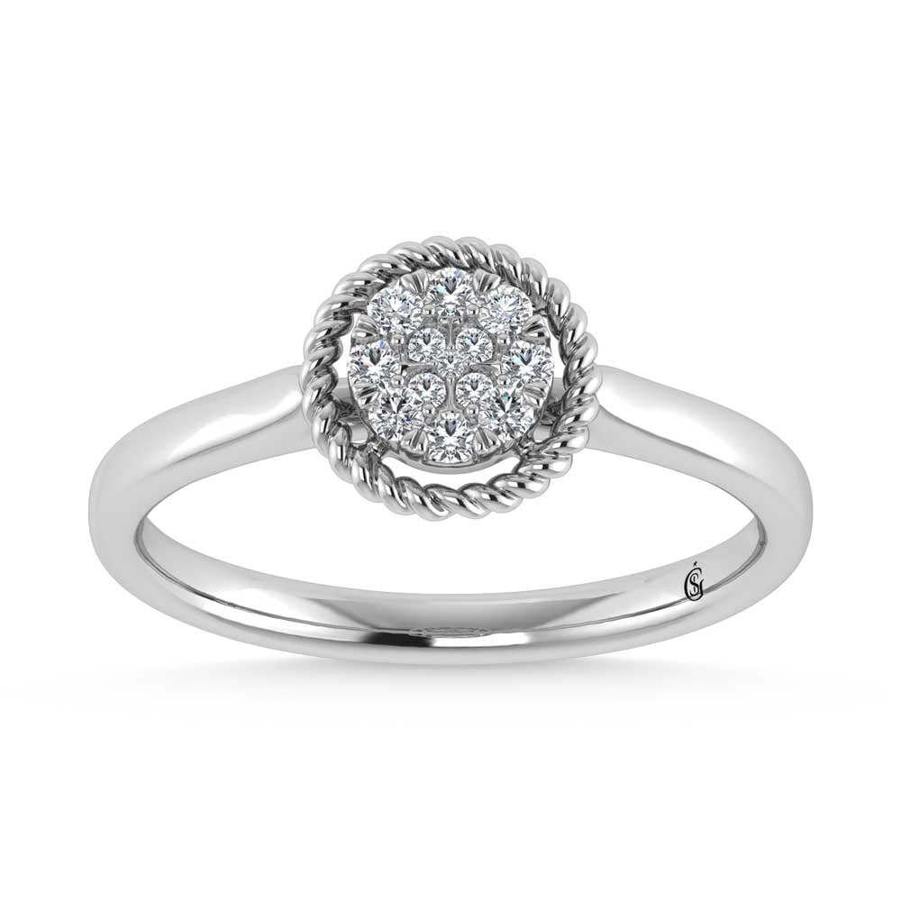 14K White Gold Diamond 1/10 Ct.Tw. Fashion Ring: 14K White Gold Diamond 1/10 Ct.Tw. Fashion Ring 14k White Gold Stone Color: G-h Stone Clarity: I1 Each ring is presented in standard size 6.5. Complimentary resizing is available between sizes 510 (in