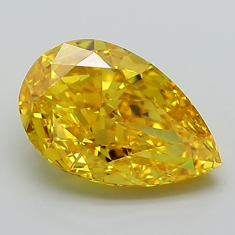 Loose Diamond - PEAR 2.2ct Fancy Vivid Yellow VVS1: Loose Diamond - PEAR 2.2ct Fancy Vivid Yellow VVS1 Source: This is a real non-mined Diamond that has been grown in a lab Shape: PEAR Carats: 2.2 Color: Fancy Vivid Yellow Certification: IGI Video: