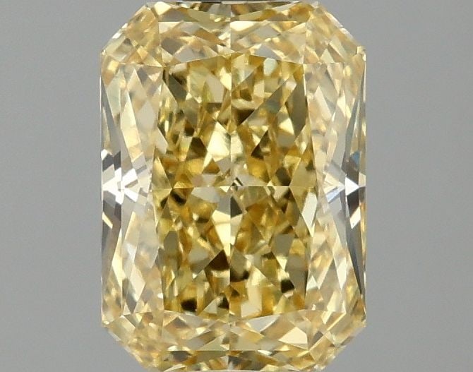 Loose Diamond - RADIANT 1.58ct Fancy Vivid Yellow VS1: Loose Diamond - RADIANT 1.58ct Fancy Vivid Yellow VS1 Source: This is a real non-mined Diamond that has been grown in a lab Shape: RADIANT Carats: 1.58 Color: Fancy Vivid Yellow Certification: IGI Vid