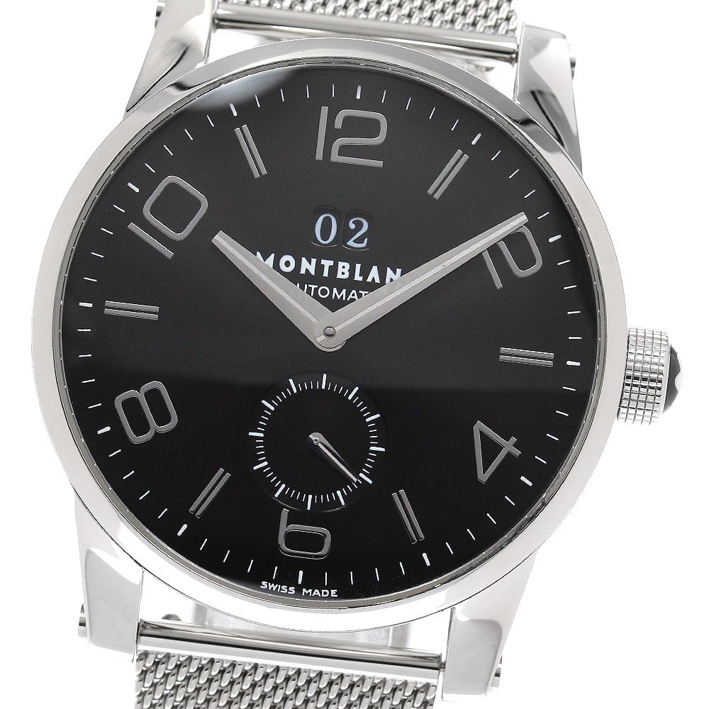 Montblanc TimeWalker 7050 Big Date Automatic Mens Wristwatch: Montblanc TimeWalker 7050 Big Date Automatic Mens Wristwatch A pre-owned men's wristwatch from Montblanc's TimeWalker line, model 7050. It features a black dial, automatic movement, stainless steel ca