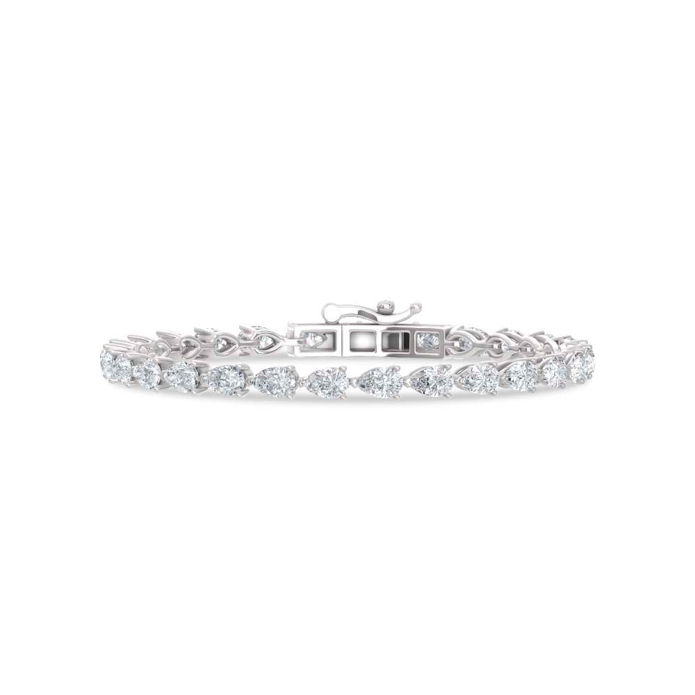 14K White Gold Lab Grown Diamond 10 Ct.Tw. Pear Shape Fancy Bracelet: 14K White Gold Lab Grown Diamond 10 Ct.Tw. Pear Shape Fancy Bracelet This 14K White Gold pear-shaped fancy bracelet showcases lab grown diamonds totaling 10 Ct.Tw., exuding bold and luminous style. 14