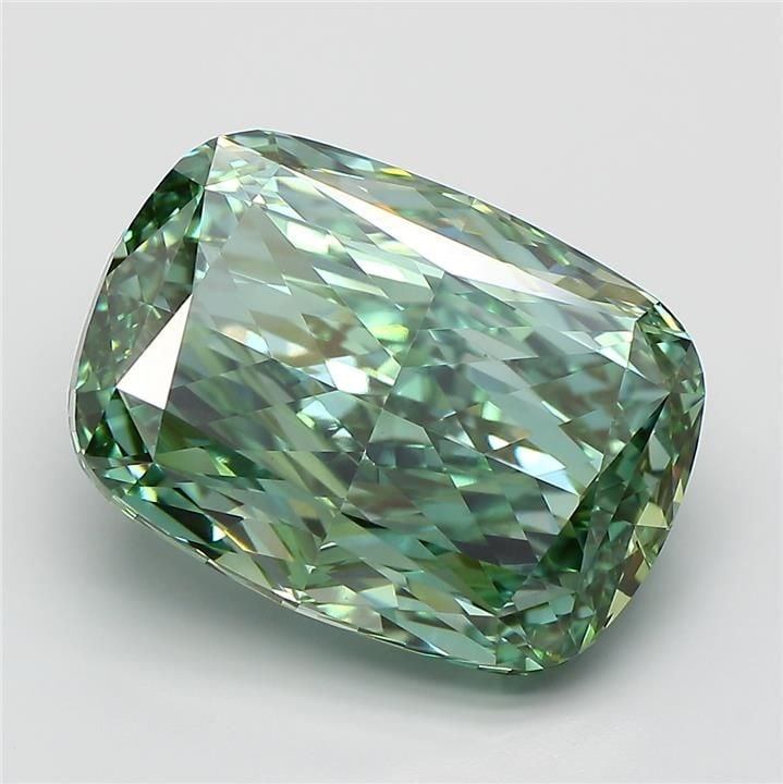 Loose Diamond - CUSHION MODIFIED 9.9ct Fancy Vivid Green VVS2: Loose Diamond - CUSHION MODIFIED 9.9ct Fancy Vivid Green VVS2 Source: This is a real non-mined Diamond that has been grown in a lab Shape: CUSHION MODIFIED Carats: 9.9 Color: Fancy Vivid Green Certifi