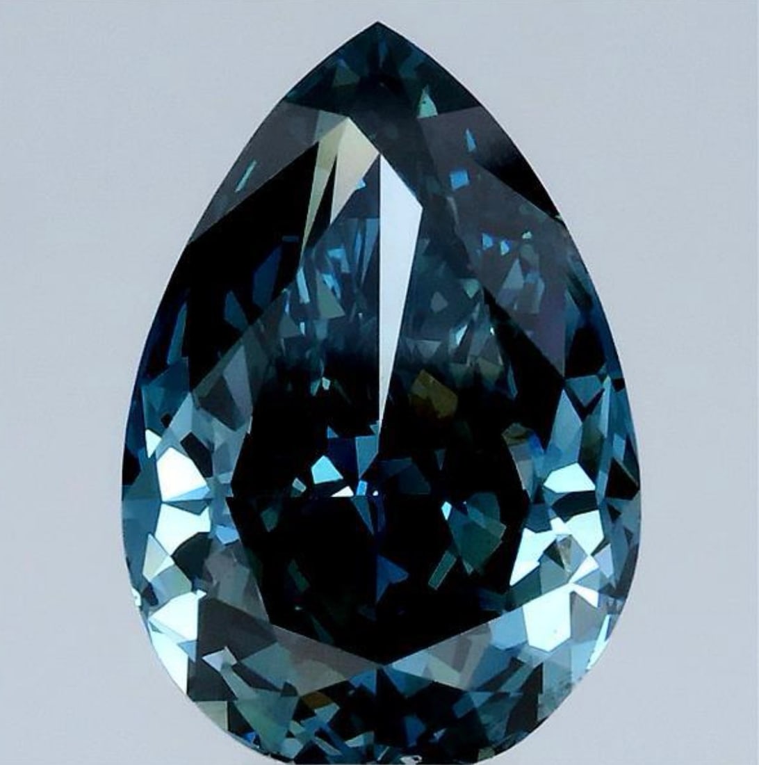 Loose Diamond - PEAR 4.05ct Fancy Deep Greenish Blue VS1