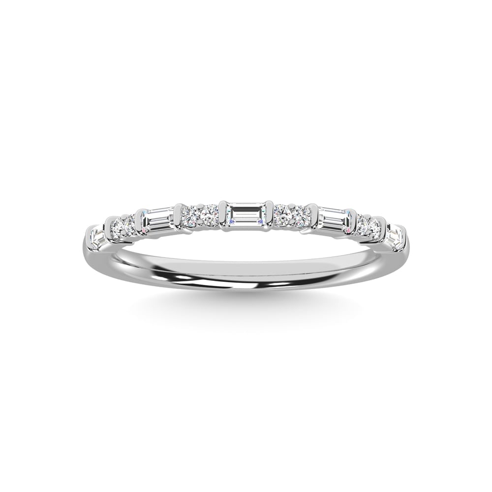 14K White Gold Diamond 1/5 Ct.Tw. Stackable Band: 14K White Gold Diamond 1/5 Ct.Tw. Stackable Band 14k White Gold Stone Color: G-h Stone Clarity: I1 Each ring is presented in standard size 6.5. Complimentary resizing is available between sizes 510 (i