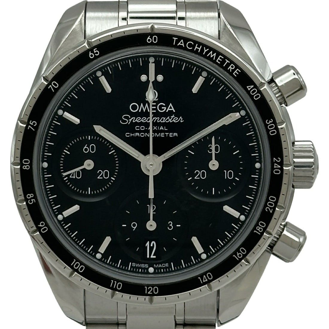 OMEGA 324.30.38.50.01.001 Speedmaster 38 Chronograph Steel Men's Watch: OMEGA 324.30.38.50.01.001 Speedmaster 38 Chronograph Steel Men's Watch Pre-owned OMEGA Speedmaster 38 Co-Axial Chronometer Chronograph wristwatch for men. This stainless steel watch features a black d