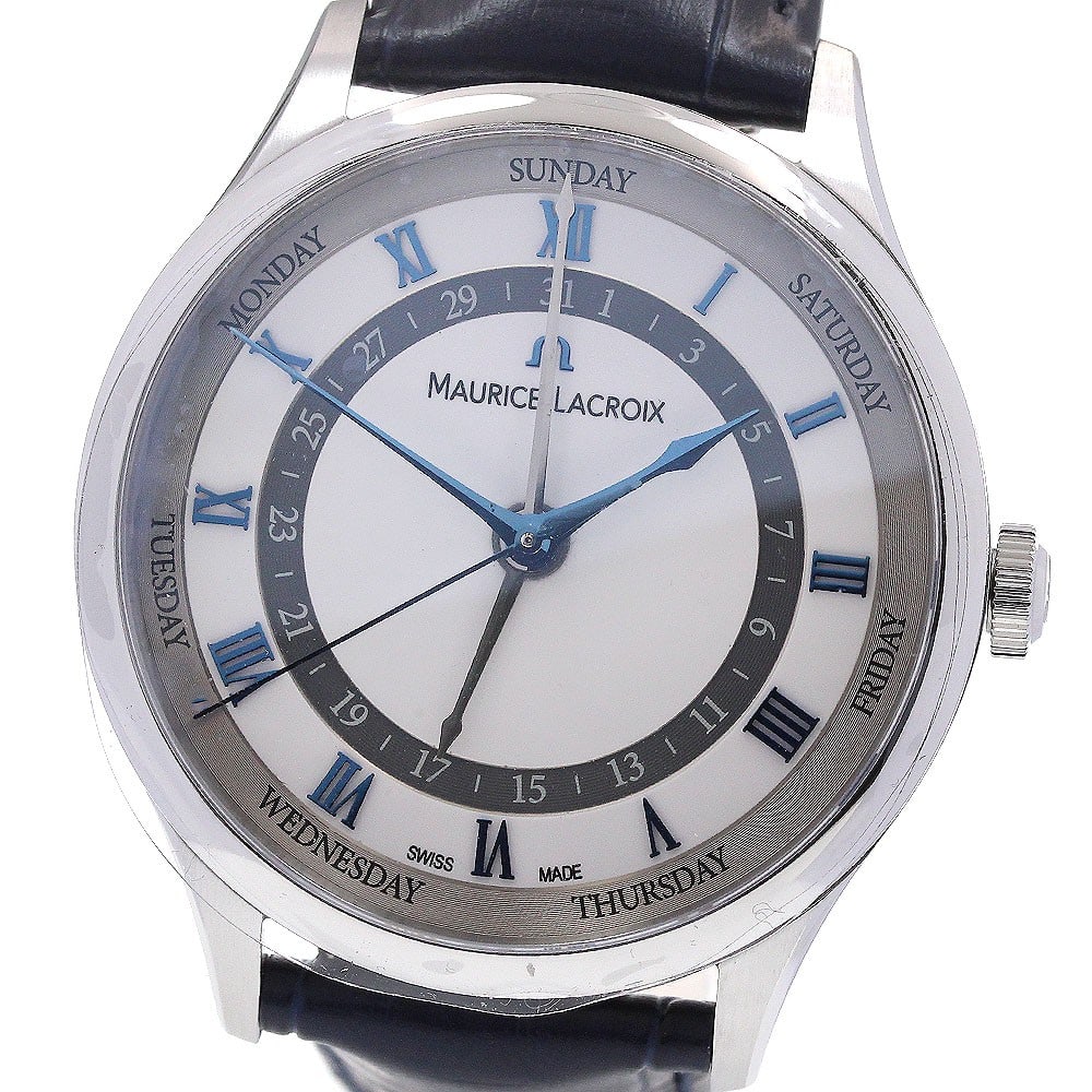 Maurice Lacroix Masterpiece 5 Hands Mens Automatic Watch MP6507-SS001-110-4: Maurice Lacroix Masterpiece 5 Hands Mens Automatic Watch MP6507-SS001-110-4 Maurice Lacroix Masterpiece 5 Hands men's wristwatch, model MP6507-SS001-110-4, made in Switzerland. It features a stainless