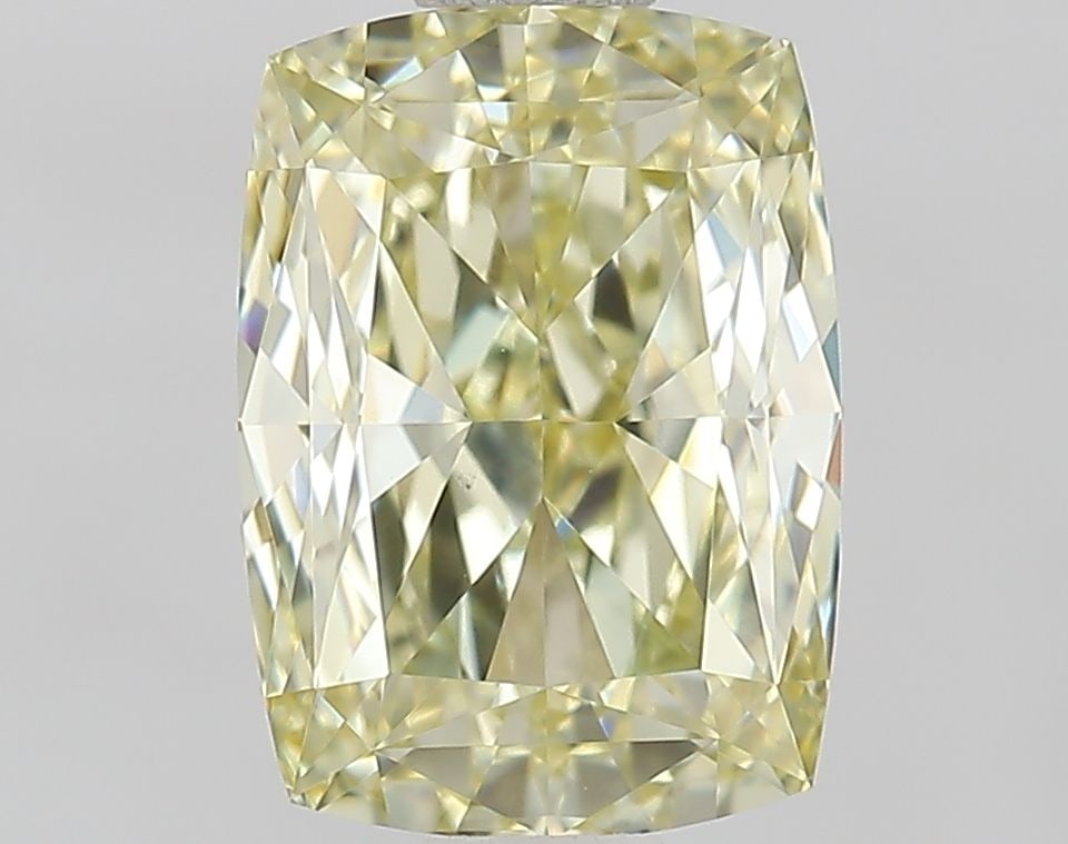 Loose Diamond - CUSHION MODIFIED 1.52ct Fancy Light Yellow VS1: Loose Diamond - CUSHION MODIFIED 1.52ct Fancy Light Yellow VS1 Source: This is a real non-mined Diamond that has been grown in a lab Shape: CUSHION MODIFIED Carats: 1.52 Color: Fancy Light Yellow Cert