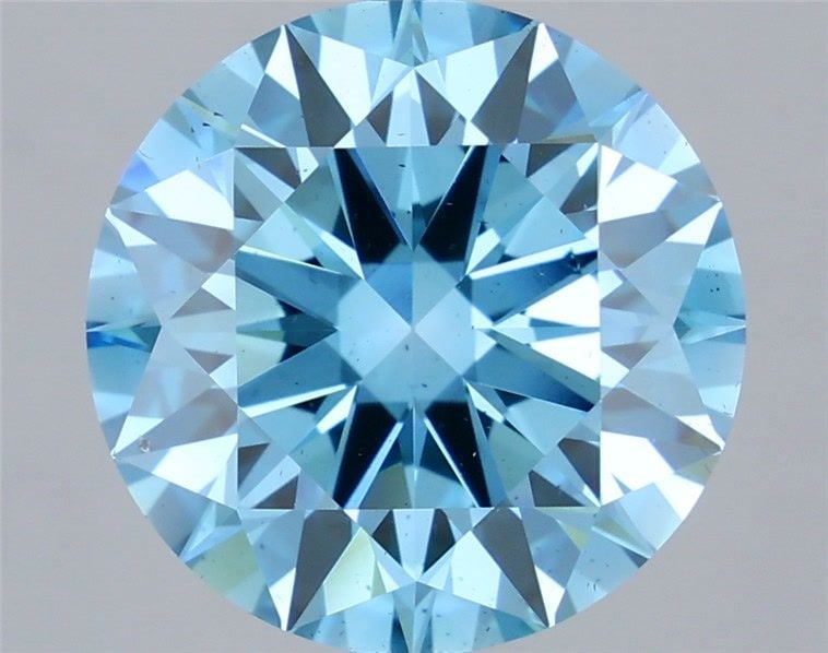 Ideal Loose Diamond - ROUND 5.04ct Fancy Vivid Blue SI1: Ideal Loose Diamond - ROUND 5.04ct Fancy Vivid Blue SI1 Source: This is a real non-mined Diamond that has been grown in a lab Shape: ROUND Carats: 5.04 Color: Fancy Vivid Blue Certification: IGI Video