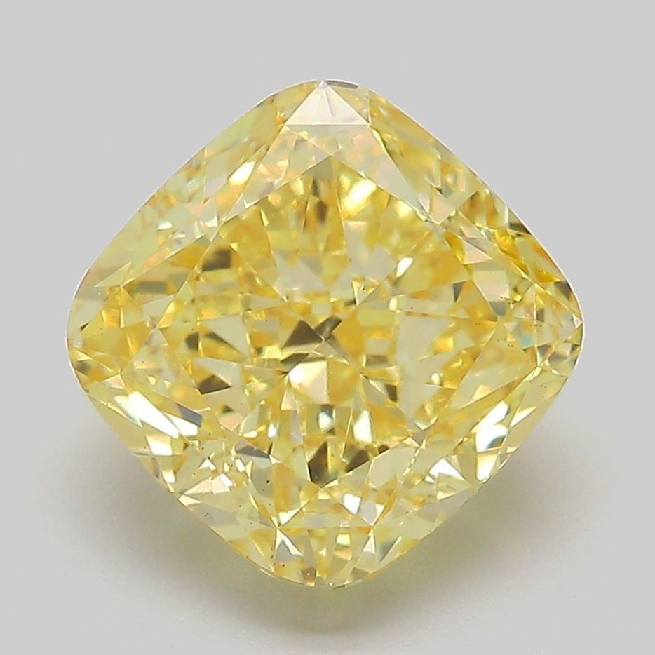 Loose Diamond - CUSHION MODIFIED 4.08ct Fancy Vivid Yellow VS2: Loose Diamond - CUSHION MODIFIED 4.08ct Fancy Vivid Yellow VS2 Source: This is a real non-mined Diamond that has been grown in a lab Shape: CUSHION MODIFIED Carats: 4.08 Color: Fancy Vivid Yellow Cert