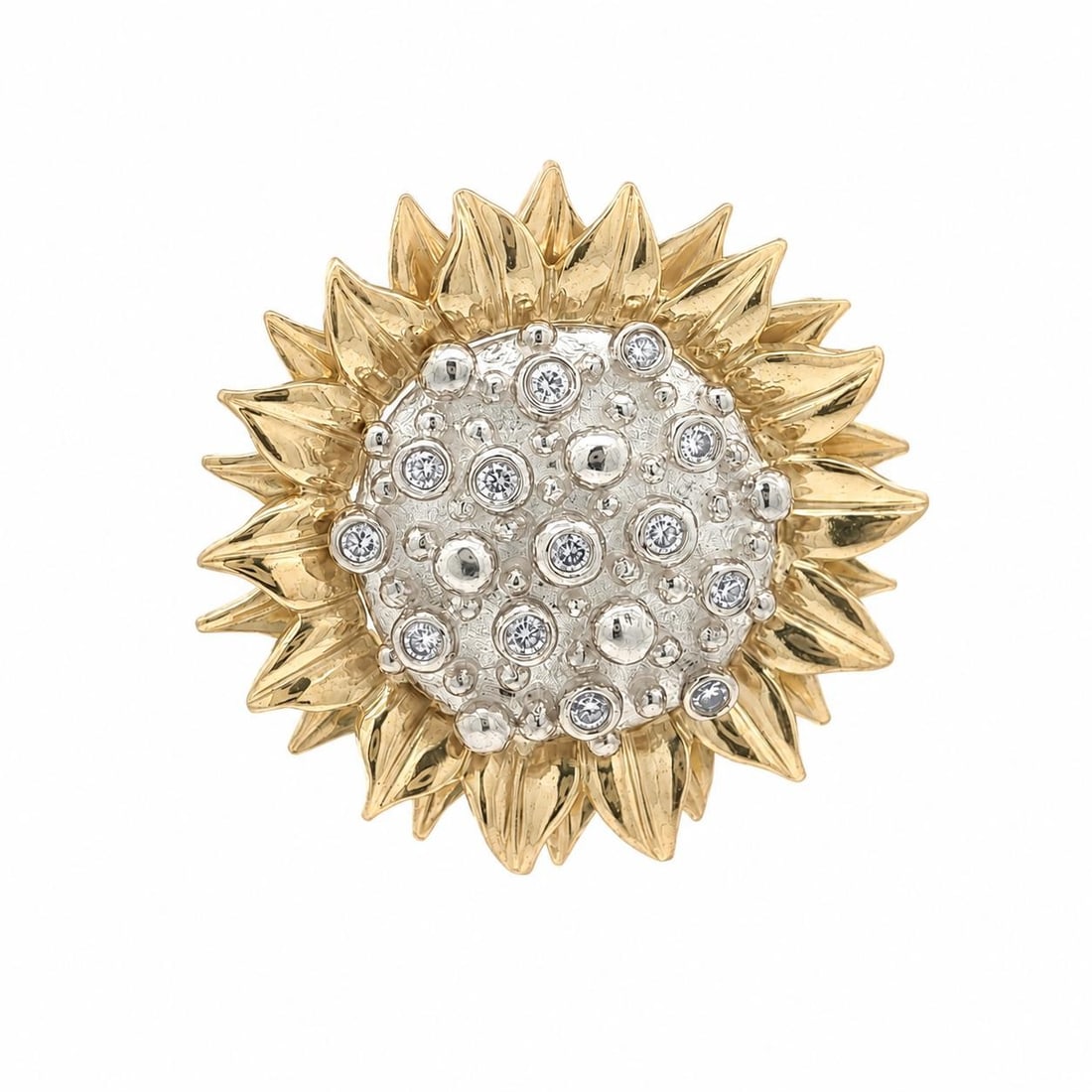 Unbranded Sunflower Pendant 18k Yellow Gold Sterling Silver Diamond Accent (1 of 8)