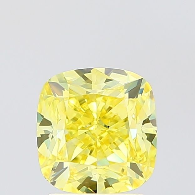 Loose Diamond - CUSHION BRILLIANT 2.01ct Fancy Vivid Yellow VS2: Loose Diamond - CUSHION BRILLIANT 2.01ct Fancy Vivid Yellow VS2 Source: This is a real non-mined Diamond that has been grown in a lab Shape: CUSHION BRILLIANT Carats: 2.01 Color: Fancy Vivid Yellow Ce