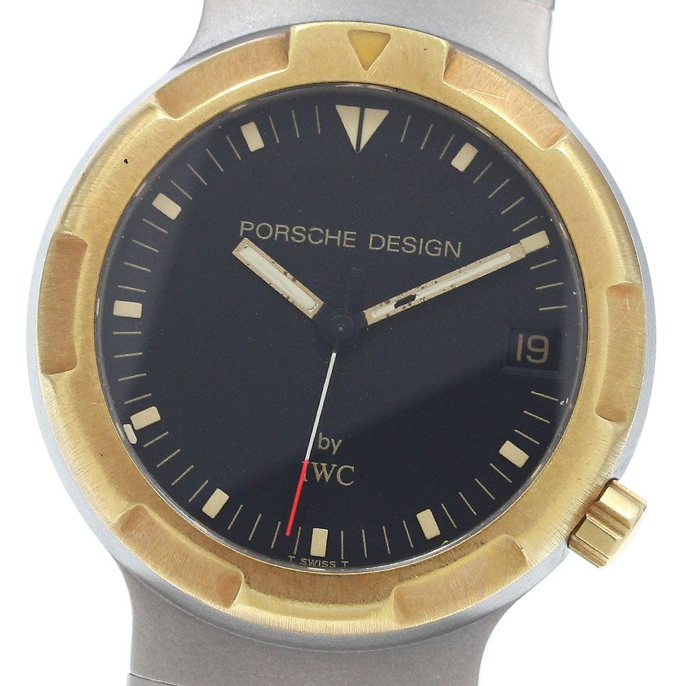Porsche Design by IWC Ocean 500 Automatic Watch IW350302 Titanium YG Bezel: Porsche Design by IWC Ocean 500 Automatic Watch IW350302 Titanium YG Bezel Pre-owned Porsche Design by IWC Ocean 500 men's wristwatch with an automatic movement and date function. This watch features 